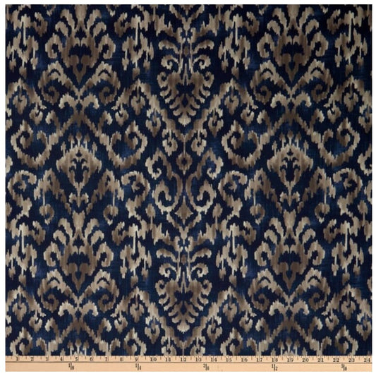 One (1) Curtain Panel - Magnolia Home Fashions Komodo Navy Cotton Duck. Brown, Beige, Blue. Bedroom, Livingroom, Dining Room