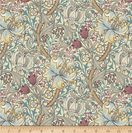 One Curtain Panel "FreeSpirit Standen Golden Lily Dusk" Fabric, FreeSpirit Fabrics, The Original Morris & Co. Bold, Elegant Home Decor