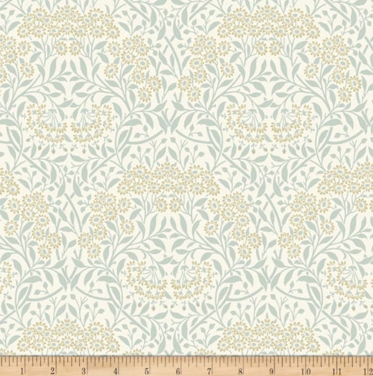 One Curtain Panel "Mineral Michaelmas Daisy Ivory" Fabric, FreeSpirit Fabrics, The Original Morris & Co. Bold, Elegant Home Decor