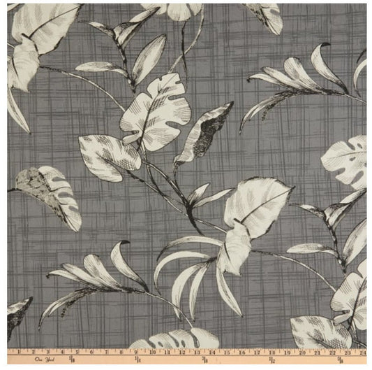 One (1) Curtain Panel - "Magnolia Home Fashions Havana Duck Slate" fabric. Brown, Beige, Grey. Bedroom, Livingroom, Dining Room, Bath