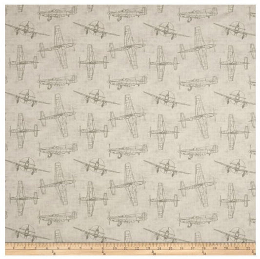 One Curtain Panel or Valance "Premier Prints Vintage Flyers Lead" Custom Made to Order Drapery Featuring airplanes.
