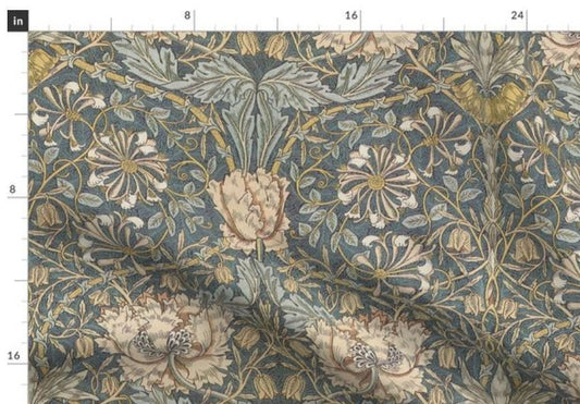 One (1) Curtain Panel - Cotton "William Morris ~ Honeysuckle" - 54" Wide - Fabric is historically accurate reproduction on cotton sateen