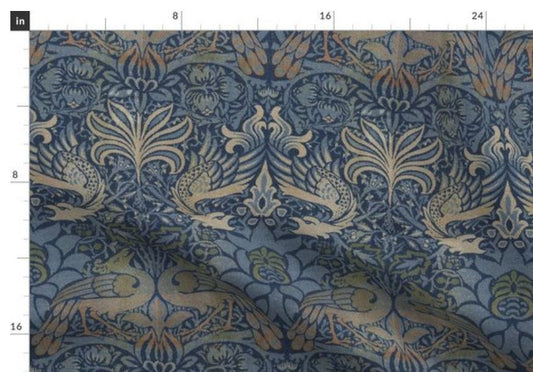 One (1) Curtain Panel - "William Morris ~ Peacock and Dragon" - 54" Wide - Fabric is historically accurate reproduction on cotton sateen
