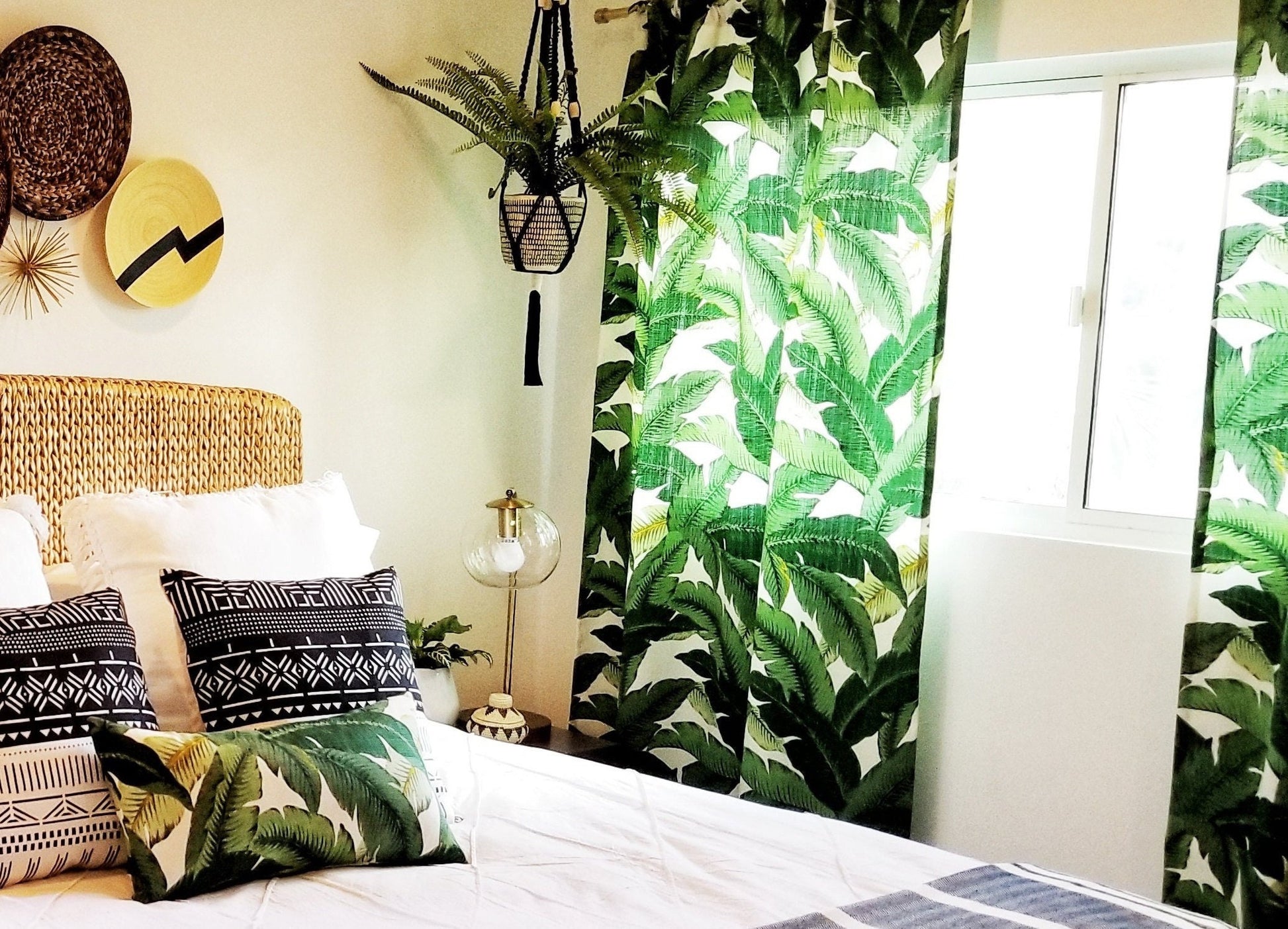 One (1) Curtain Panel, Tommy Bahama Indoor/Outdoor Swaying Palms Drapery - Custom made to order quality tropical drapes Weather Resistant.