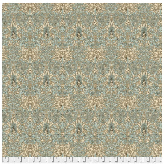 One Curtain Panel "Aqua Snakehead" Fabric, FreeSpirit Fabrics, The Original Morris & Co. Bold, Elegant