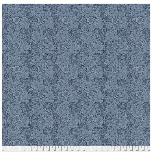 One Curtain Panel "Marigold Navy" Fabric, FreeSpirit Fabrics, The Original Morris & Co. Bold, Elegant