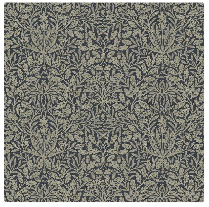 One Curtain Panel "Mineral Pure Acorn Ink" Fabric, FreeSpirit Fabrics, The Original William Morris & Co. Window Treatments Handmade in Ohio
