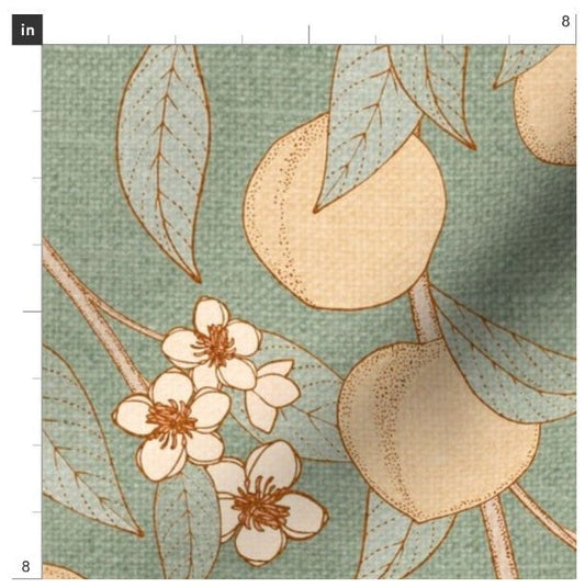 One (1) Curtain Panel - "Vintage Peaches" Drapery - Blackout lining available - Dining Room Curtain Panels, Fresh Fun, Beautiful