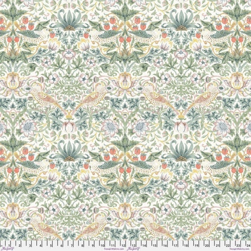One Curtain Panel "Leicester Strawberry Thief - Olive" Fabric, FreeSpirit Fabrics, Morris & Co. Bold, Elegant Home Decor