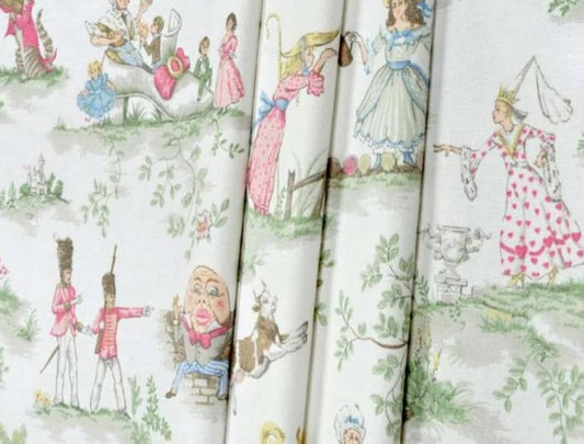 One (1) Curtain Panel "Covington Over The Moon" Toile Fabric Drapery - 50" wide - Lining optional - Nursery Rhyme - Handmade Drapes