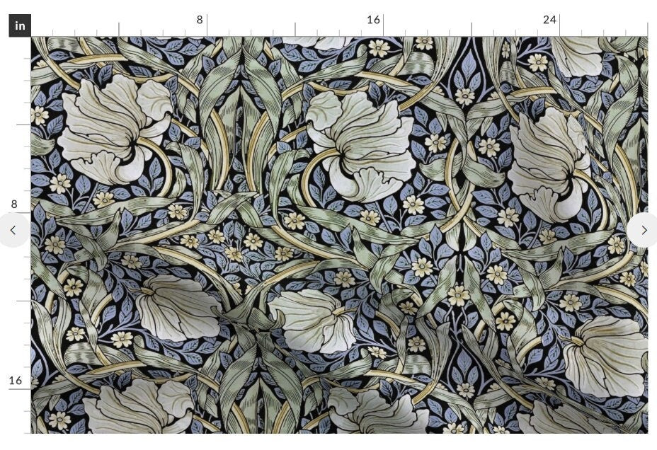 One (1) Curtain Panel - "Pimpernel Original by William Morris" - 54" Wide - Fabric is historically accurate reproduction on cotton sateen