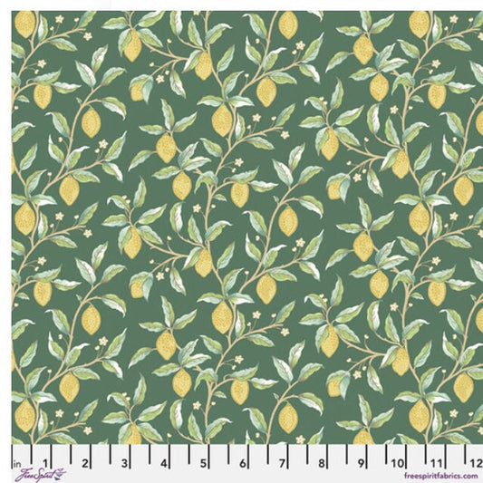 One Curtain Panel "Leicester Lemon Tree - Dark Green" Fabric, FreeSpirit Fabrics, Morris & Co. Bold, Elegant Home Decor