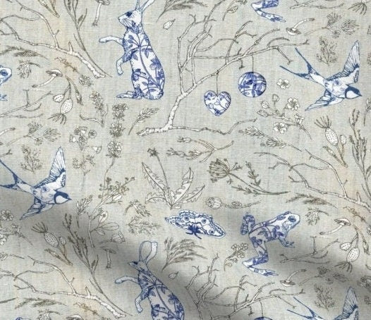 Cotton "Botanica Wilde" One (1) Curtain Panel - 54" wide - Curtains for living room, dining room, nursery. Bunny