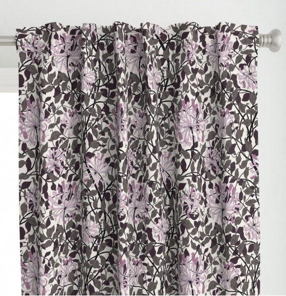 One (1) Curtain Panel - "Honeysuckle Pink Melrose" - 50" Wide Blackout lining available. Linen Cotton Canvas Curtains