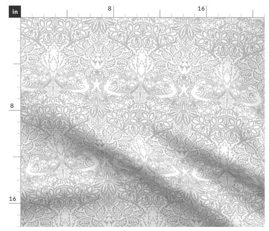 One (1) Curtain Panel - "William Morris' Dove and Rose, Pale Grey" - 50" Wide Blackout lining available. Linen Cotton Canvas Curtains