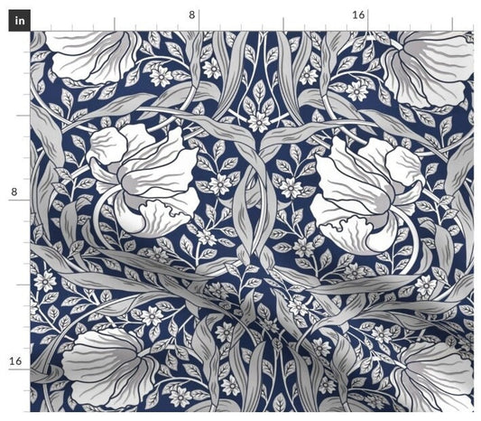 One (1) Curtain Panel - "Pimpernel Naval Fleet" - 50" Wide Blackout lining available. Linen Cotton Canvas Curtains