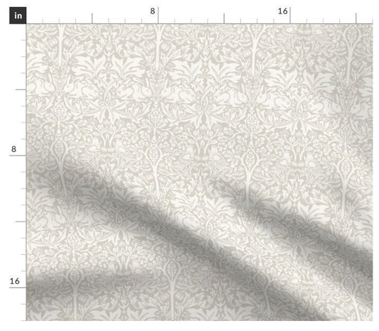 One (1) Curtain Panel or Valance- "William Morris Brer Rabbit Jute, Ivory" - 50" Wide Blackout lining available. Linen Cotton Canvas Curtain