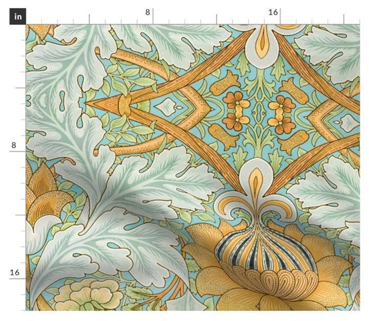 One (1) Curtain Panel - "St. James pattern 1881 by William Morris" - 50 inch Wide, Blackout lining available. Linen Cotton Canvas