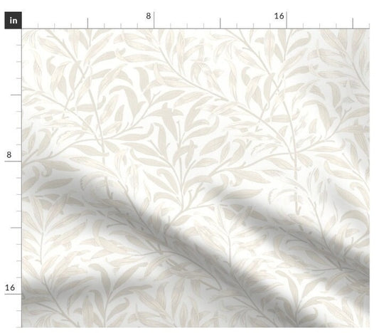 One (1) Curtain Panel - "Willow Bough Pale Ivory William Morris" - 50 inch Wide, Blackout lining available. Linen Cotton Canvas