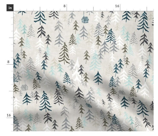 One Roman Shade "Solitude Earth". Window Treatments for Home or Business. Trees, Lodge, Cabin, Log Home, Cottage, Camp, Nursery, Kids Room