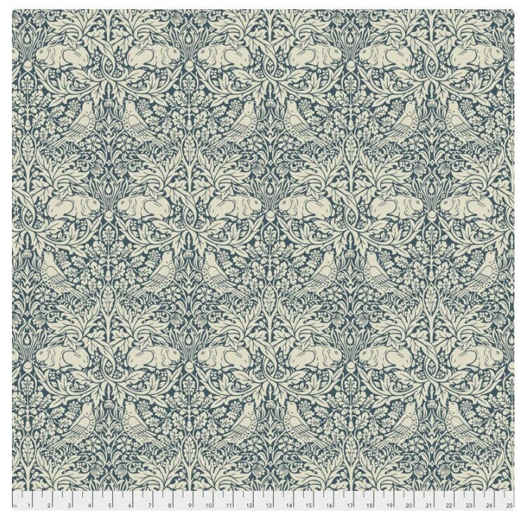One Roman Shade - Made with "William Morris Standen Brer Rabbit Navy" Fabric by Freespirit Fabrics - Custom Made to Order Window Treatments