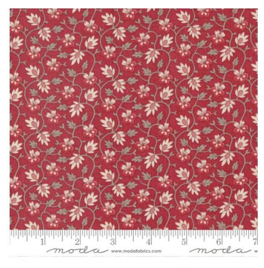 One Holiday Tree Skirt "Chateau De Chantilly Moliere Small Floral Vine Blender Rouge" By Moda Fabrics. Handmade Christmas Tree Skirt.