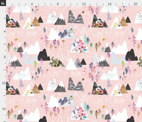 One Curtain Panel or Valance "Mountain Dreams Rose" Custom Handmade to Order Window Treatments. Outdoorsy, Mountains and Pink Flowers.