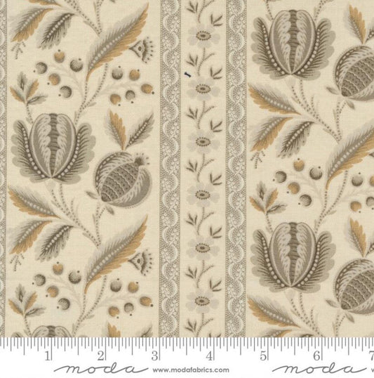 One Curtain Panel "Chateau De Chantilly Picardy Florals Stripe Picardi Pearl Roche" By Moda Fabrics. French General. Elegant Handmade