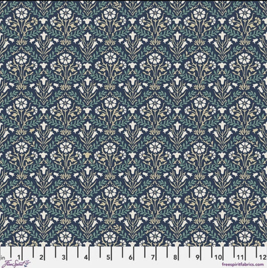 One Holiday Tree Skirt "Bellflowers Navy Buttermere" Custom made to order Cotton Christmas Tree Skirt