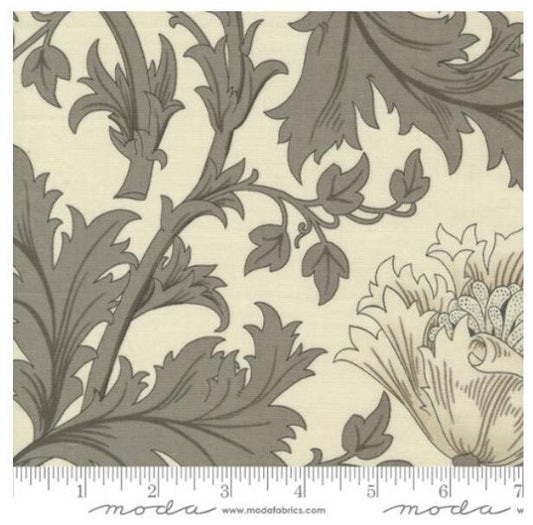 One Curtain Panel "Anemone Large Floral Porcelain" fabric Ebony Suite By Barbara Brackman for Moda Fabrics. William Morris Design. Handmade