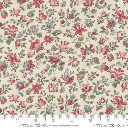 One Curtain Panel "Picardie Small Floral Pearl" fabric Antoinette French General
