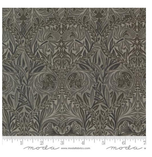 One Curtain Panel "Iris Damask Charcoal" fabric Ebony Suite By Barbara Brackman for Moda Fabrics. William Morris Design