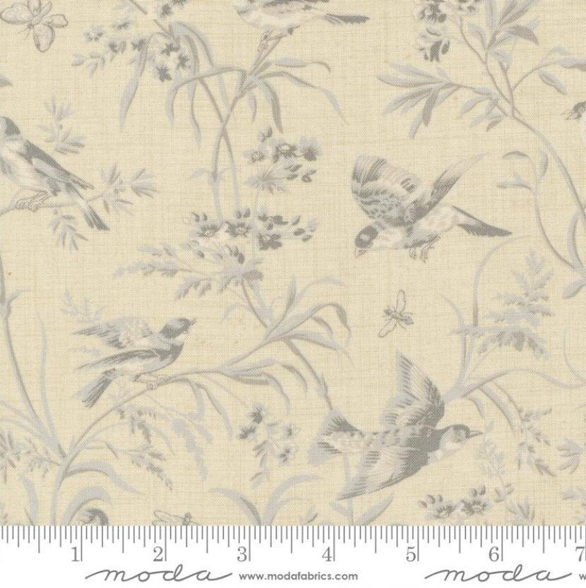 One Curtain Panel "Aviary De Trianon Florals Birds Butterflies Pearl Roche" fabric Antoinette French General
