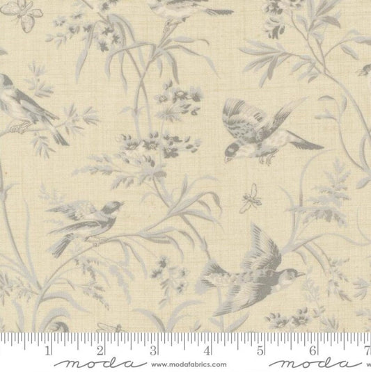 One Curtain Panel "Aviary De Trianon Florals Birds Butterflies Pearl Roche" fabric Antoinette French General