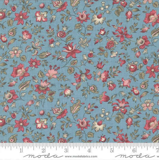 One Curtain Panel "Picardie Small Floral French Blue " fabric Antoinette French General