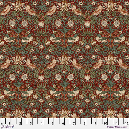 One Holiday Tree Skirt "Strawberry Thief Wine" fabric. Cotswold FreeSpirit Fabrics. William Morris. Christmas Tree Decor. Handmade in Ohio
