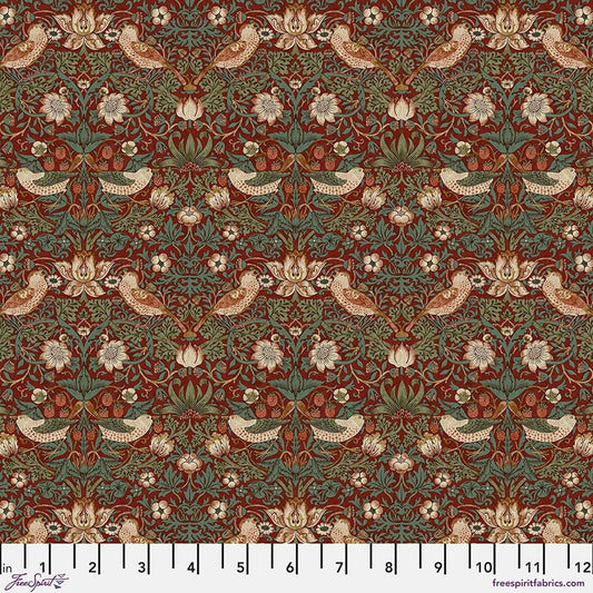 Table Linens "Mini Strawberry Thief Wine" fabric. FreeSpirit Cotswold. William Morris Design. Handmade in Ohio. Runner, placemat, napkin.