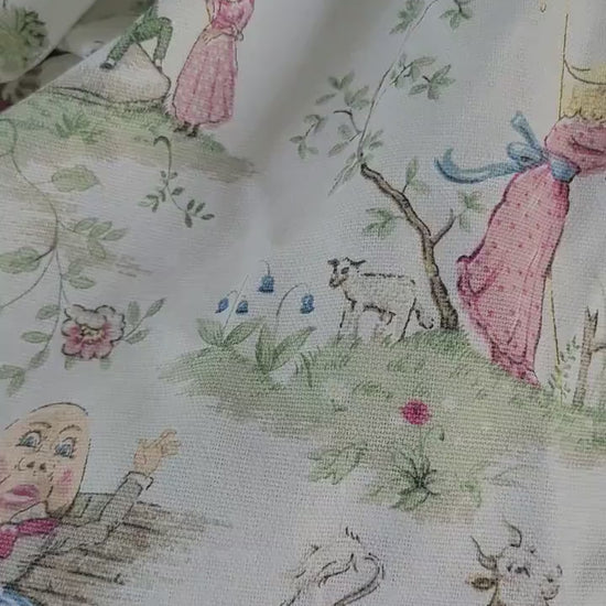 Throw Pillow Cover - Covington Over The Moon - Nursery Rhyme Baby Kid Children Room, humpty dumpty, hey diddle diddle, whimsy color toile